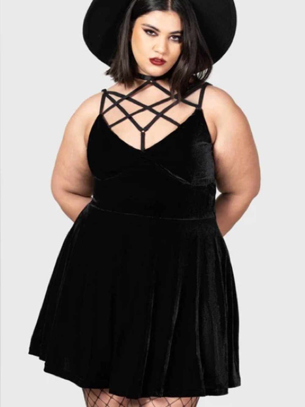 NWT Killstar magica black velvet skater dress